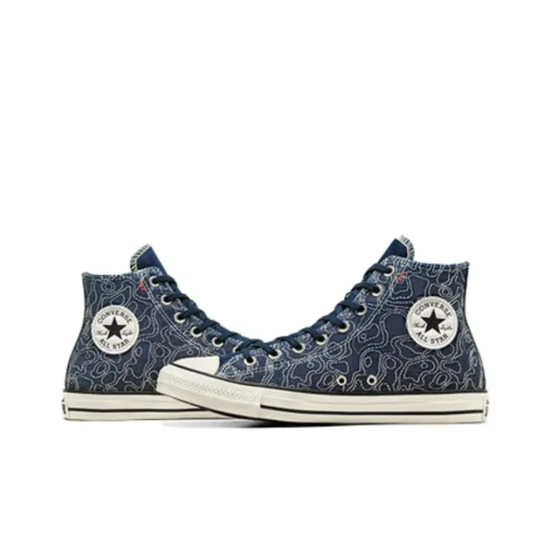 Converse Chuck Taylor All Star Anti Slip Wear Resistant Breathable Lightweight High Top Canvas Shoes Unisex Blue-3