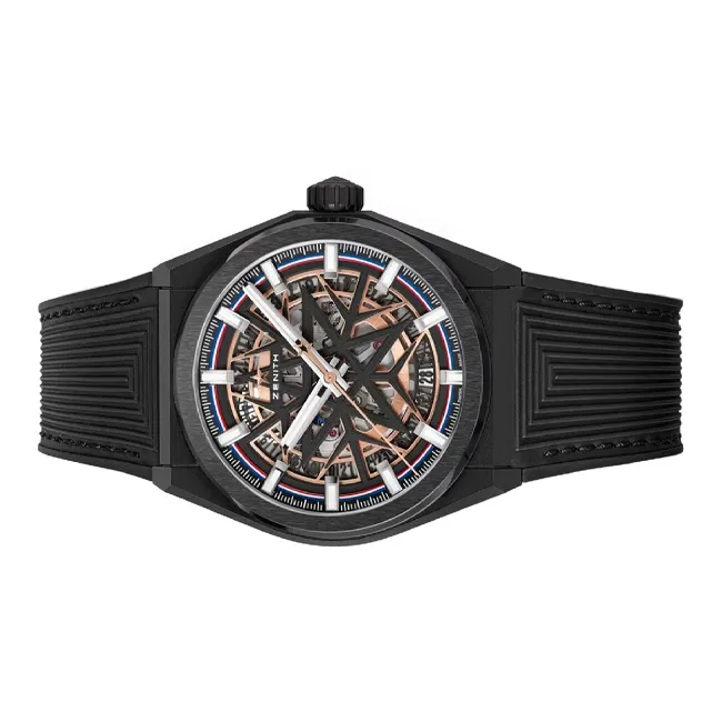 ZENITH DEFY Collection Automatic Mechanical Movement Unisex Watch 41mm Black Dial Ceramic Watch Case Rubber Strap-1