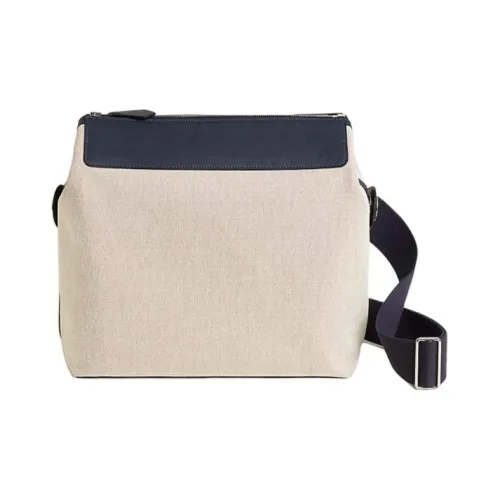 HERMES R.M.S Canvas Blend Shoulder Bag Crossbody Bag Women's Beige & Black