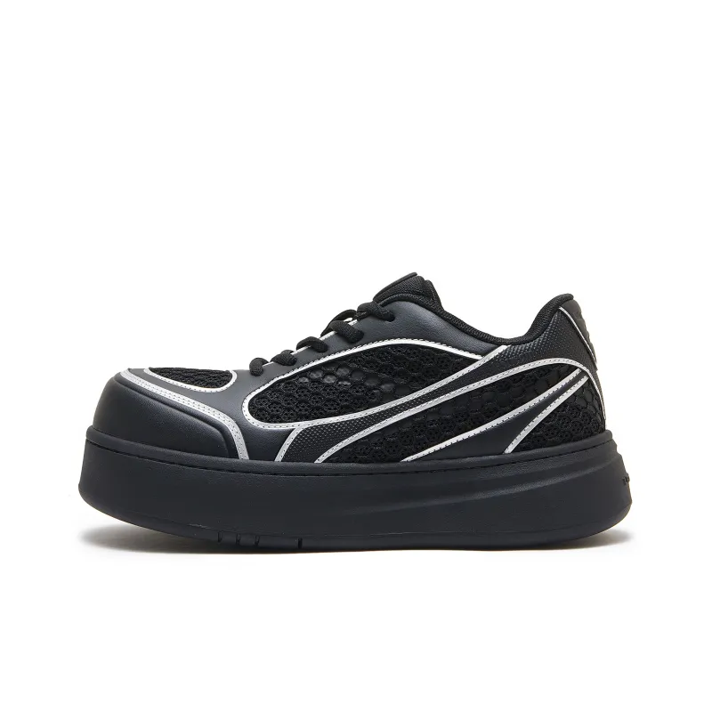 LeStream Lightweight Breathable Support Height Increasing Low Top Skateboard Shoes Unisex Black-0