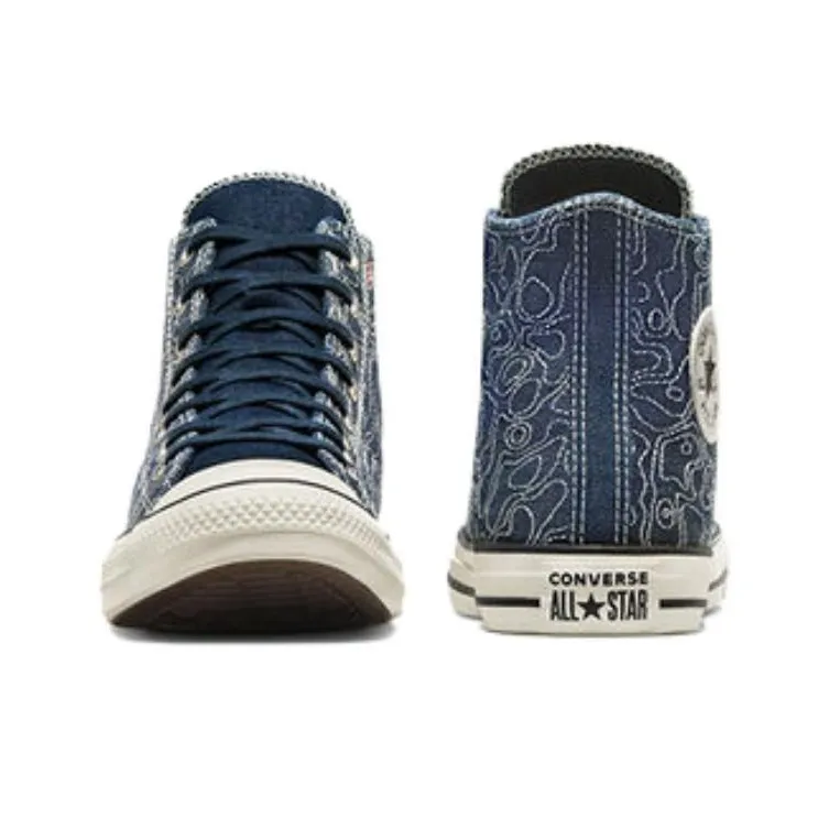 Converse Chuck Taylor All Star Anti Slip Wear Resistant Breathable Lightweight High Top Canvas Shoes Unisex Blue-5