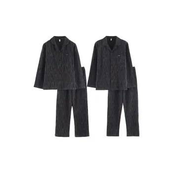 Sleep Long Sleeved Pants Cardigan Lapel, Pajama Set, Students Dormitory Home, Outerwear Ready Unisex