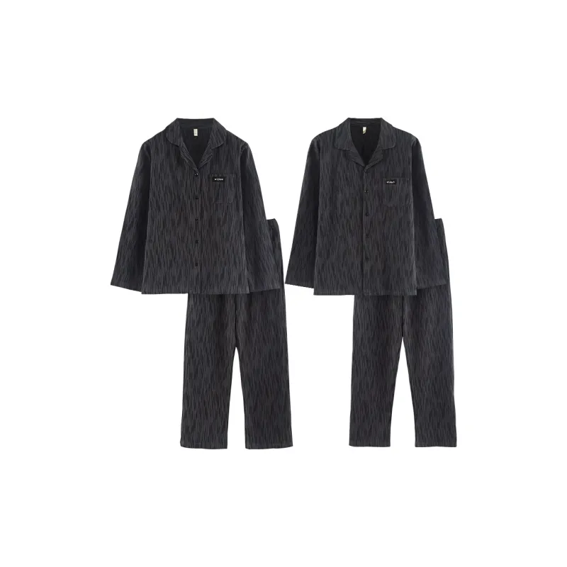 Sleep Long Sleeved Pants Cardigan Lapel, Pajama Set, Students Dormitory Home, Outerwear Ready Unisex-0