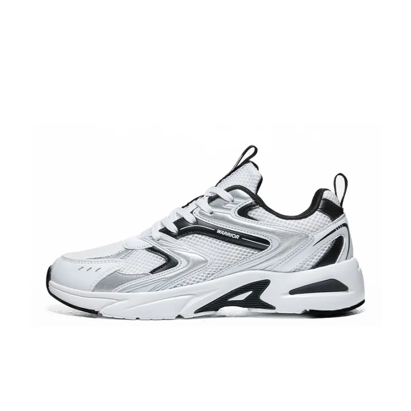 Warrior Cushioned Anti Slip And Wear Resistant Lightweight Low Top Casual Shoes Unisex White Black Silver-0