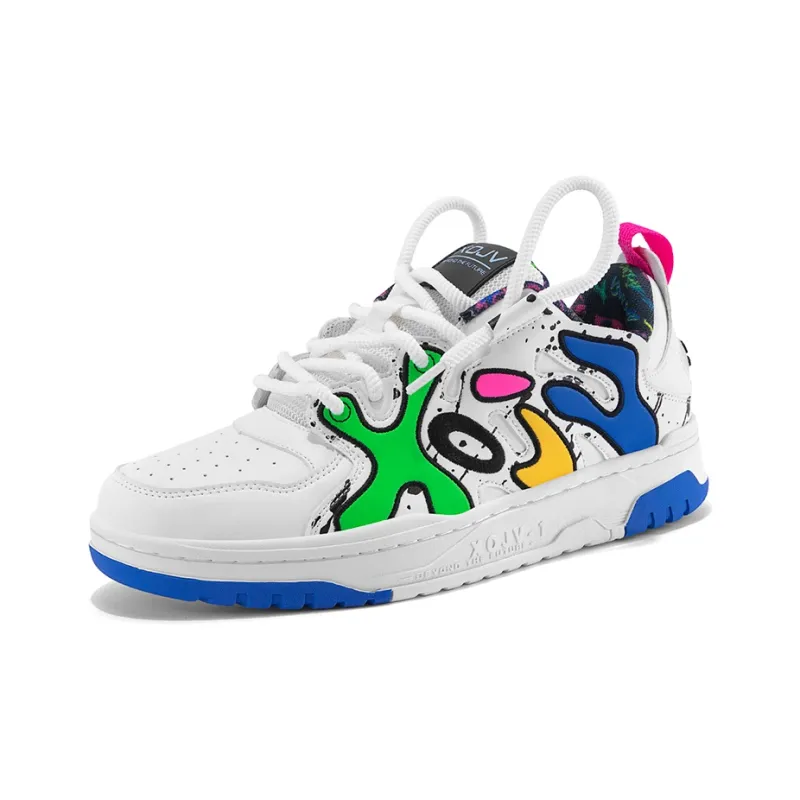XOJV x BIGWASP Letter Puffy Shoes Anti Slip Wear Resistant Low Top Skateboard Shoes Unisex White Blue-1