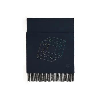 HERMES Knit Scarves Men's Navy Blue