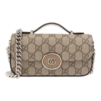 GUCCI Canvas Canvas Bag Handbag Shoulder Bag Mini Women's Beige/Ebony