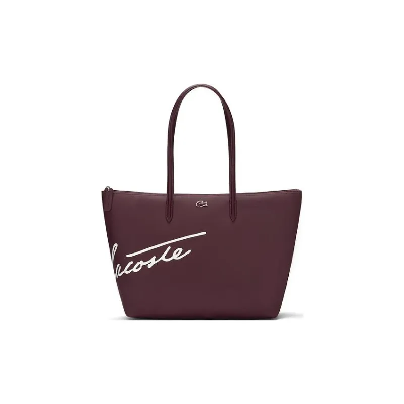 LACOSTE PVC Tote Bag Shopping Bag Handbag Shoulder Bag Large Size Women's Maroon-0