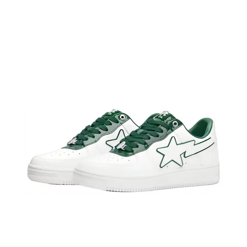 BAPE A BATHING APE Bape Sta Patent Leather White Green-2