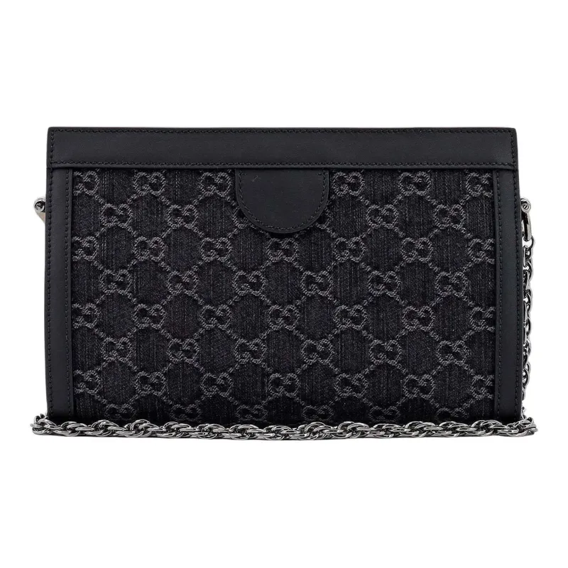 GUCCI Ophidia Denim Crossbody Bag Shoulder Bag Women's Black & Gray-8