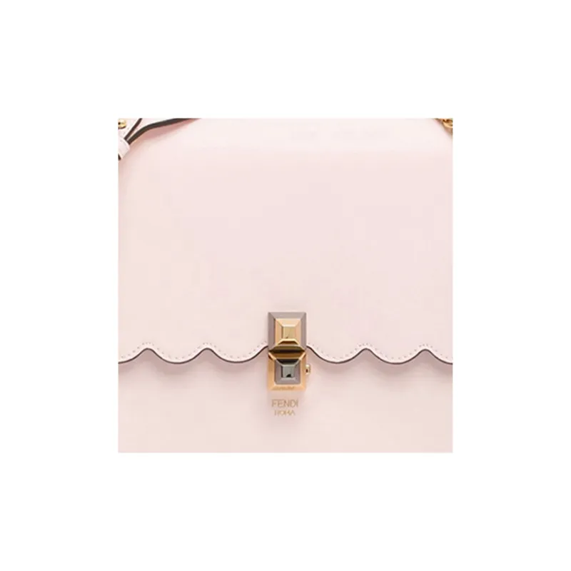 FENDI Kan I Leather Handbag Shoulder Bag Crossbody Bag Women's Light Pink/Candy Color-4