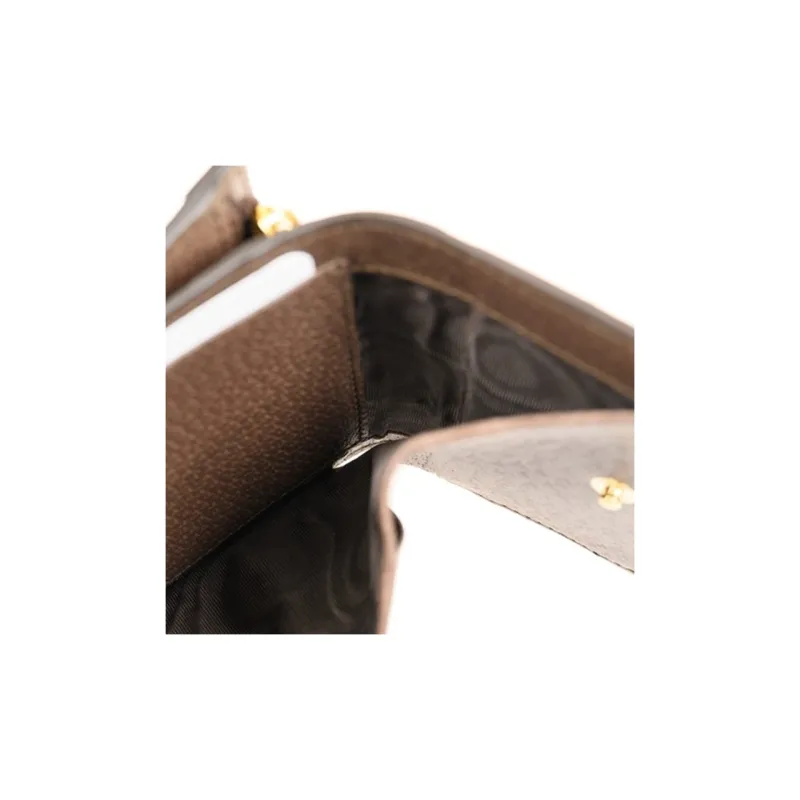 GUCCI Canvas With Leather Wallet Unisex Ebony/Brown-5