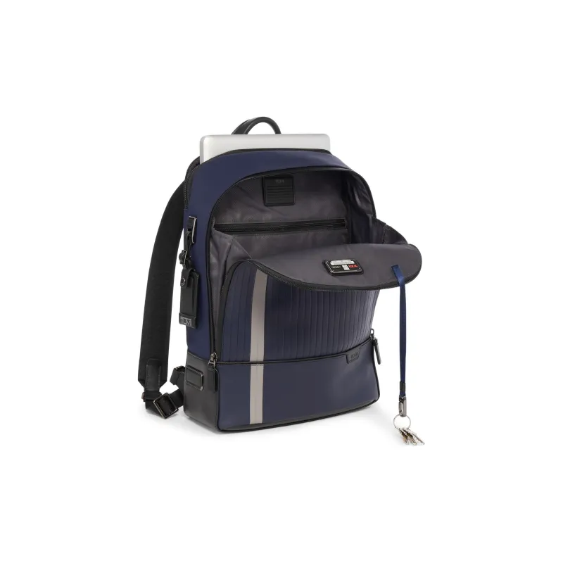 TUMI Leather Backpack Unisex Blue-2