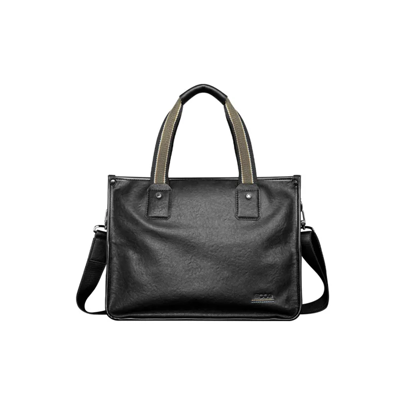 COW Leather Handbag Tubas Men's Black-3