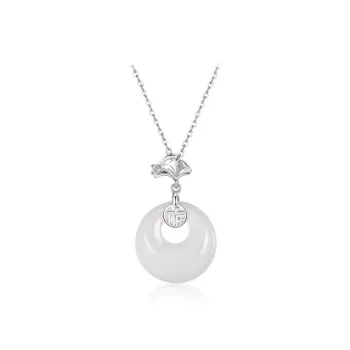 Artisan Lock Heart Jade Chalcedony Necklaces Women's