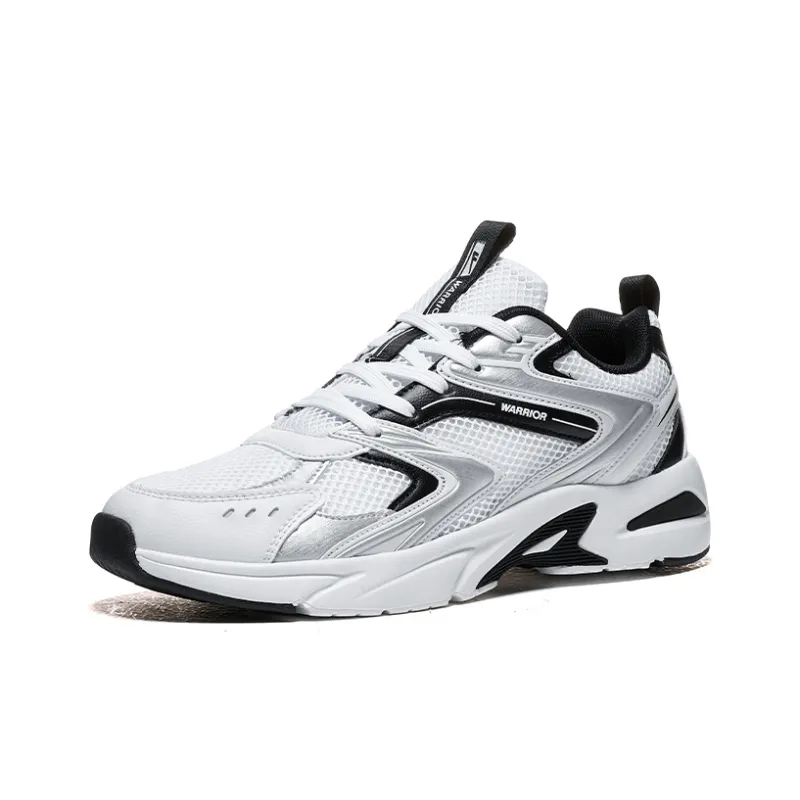 Warrior Cushioned Anti Slip And Wear Resistant Lightweight Low Top Casual Shoes Unisex White Black Silver-1