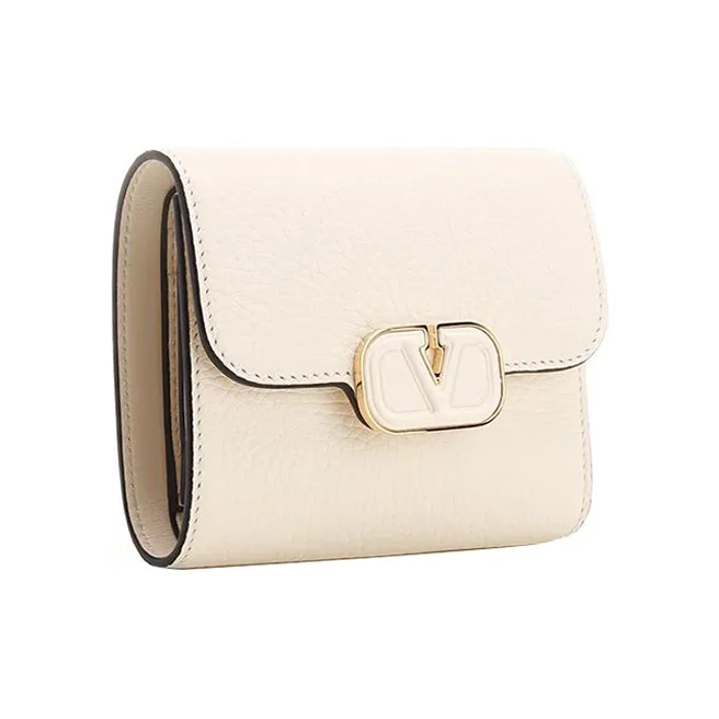 Valentino Vlogo Calfskin Wallet Regular Women's White-2