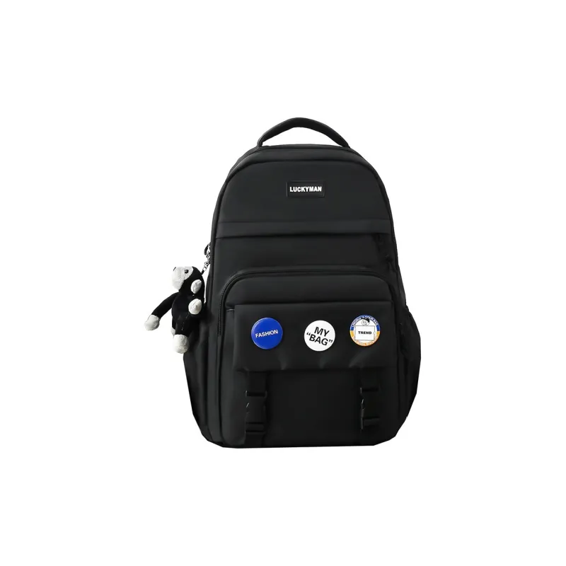 GEERDUN Nylon Large Capacity Backpack Unisex Black-0