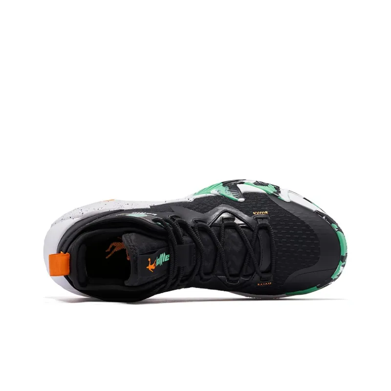 QIAODAN Broken Shadow 2.0 Cushioning Anti Slip And Wear Resistant Mid Top Basketball Shoes Men's Black Orange-4