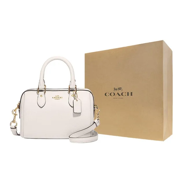 COACH Rowan Cross-Stitch Leather Handbags Shoulder Bag Crossbody Bag Small Size Women's White-5