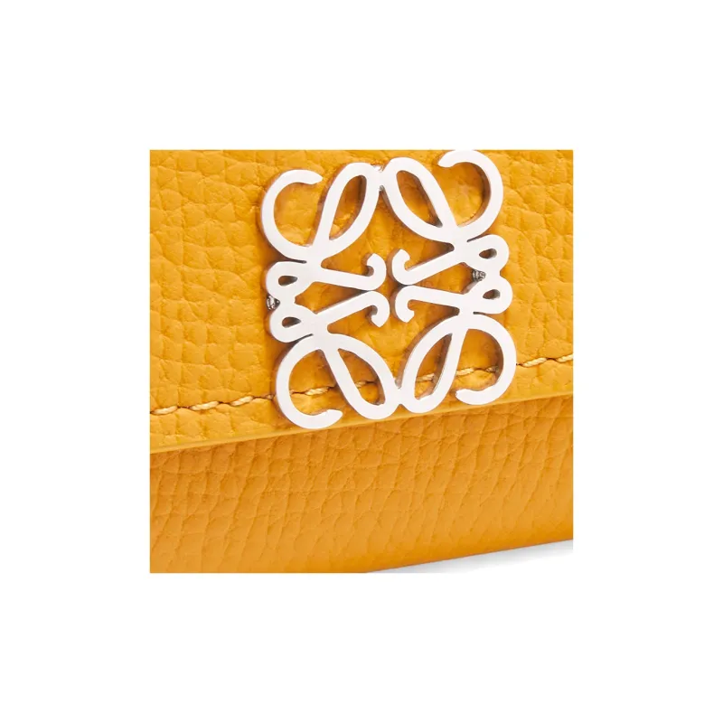 LOEWE Anagram Calfskin Card Holder Wallet Small Size Women's Sunflower-4
