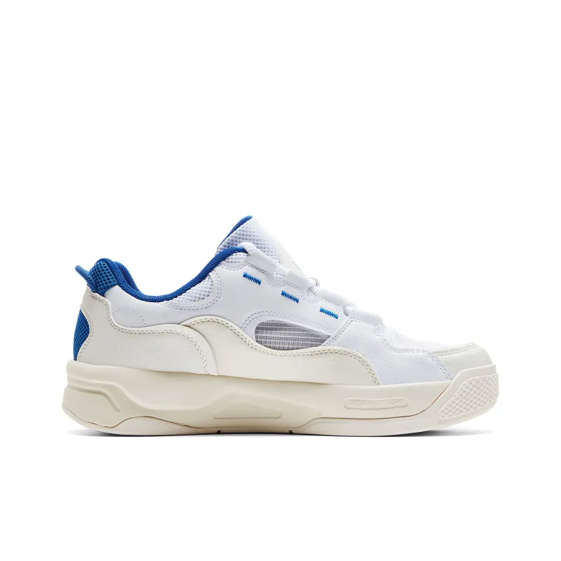 PEAK State Pole Roaming Cushioning Coverage Lightweight Breathable Low-Top Skateboard Shoes Men's All White Dark Blue-1