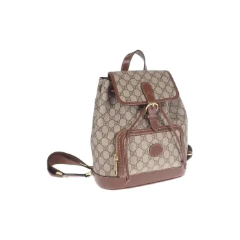 GUCCI GG Retro Series Canvas With Leather Backpack Regular Unisex Ebony/Brown