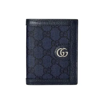 GUCCI Ophidia Supreme Canvas With Leather Wallet Men's Blue & Dark Blue