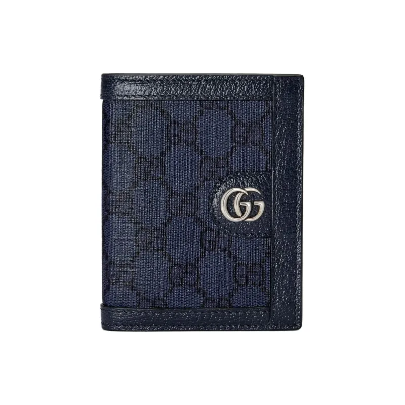 GUCCI Ophidia Supreme Canvas With Leather Wallet Men's Blue & Dark Blue-0