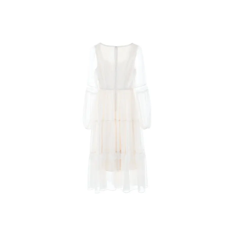 Blovelan Long Sleeved Dress Women's Apricot-1