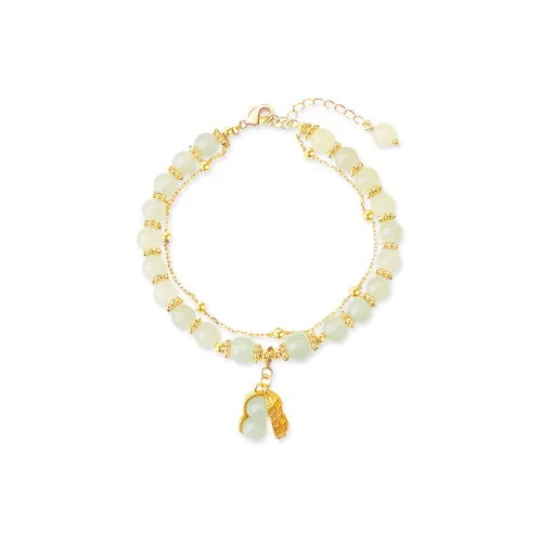 Olampe S925 Silver Bracelets Women's Pale Greenish-White Jade