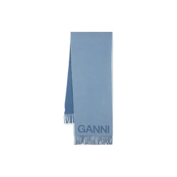 GANNI Recycled Wool Wool Knit Scarves Women's Blue