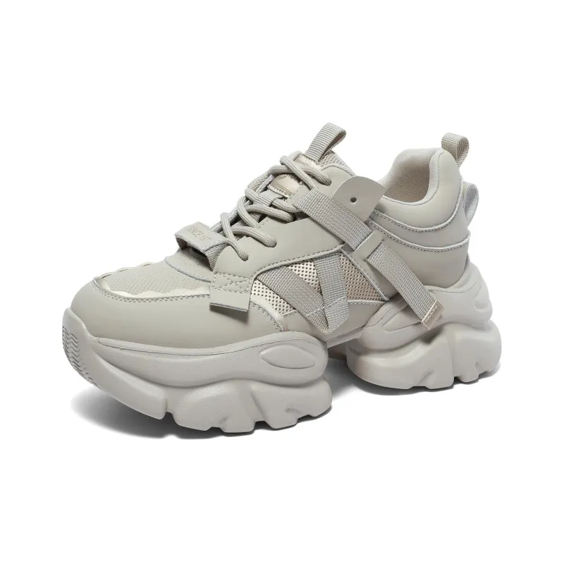 Senda Chunky Sneakers Women's Low Top Black/Gray-1