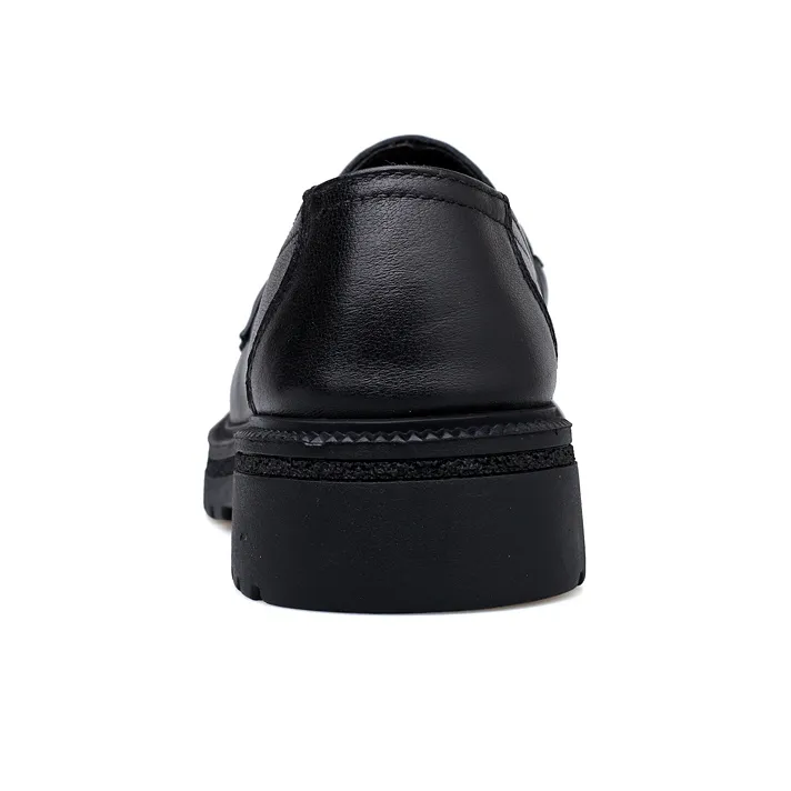 DILIKAN Women's Casual Leather Shoes Loafers Platform Women's Black-19