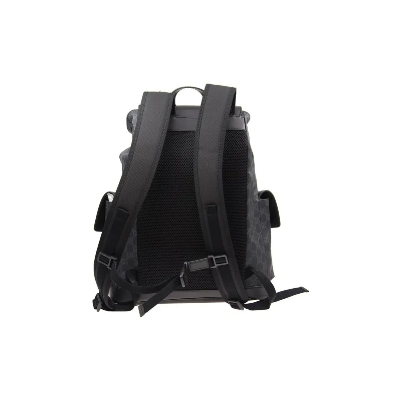 GUCCI Canvas With Leather Backpack Regular Men's Black Gray Color-2