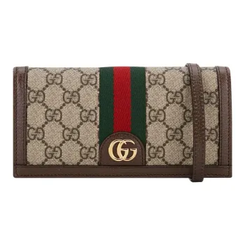 GUCCI Ophidia Canvas With Leather Shoulder Bag Crossbody Bag Wallet Women's Beige/Brown