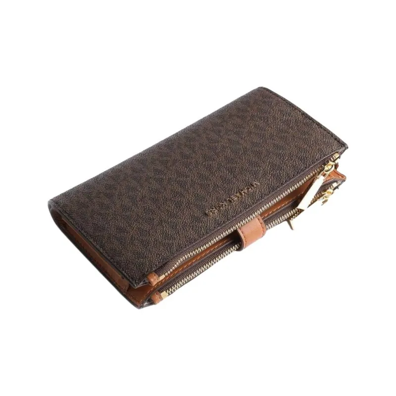 MICHAEL KORS Jet Set Leather Wallet Women's Monogram Brown-3
