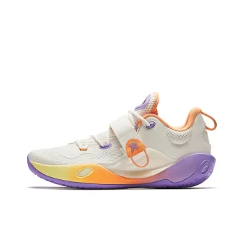 Anta Splash 6LITE Cushioned Slip Resistant Basketball Shoes Men's Ivory White Cloud Brocade Orange