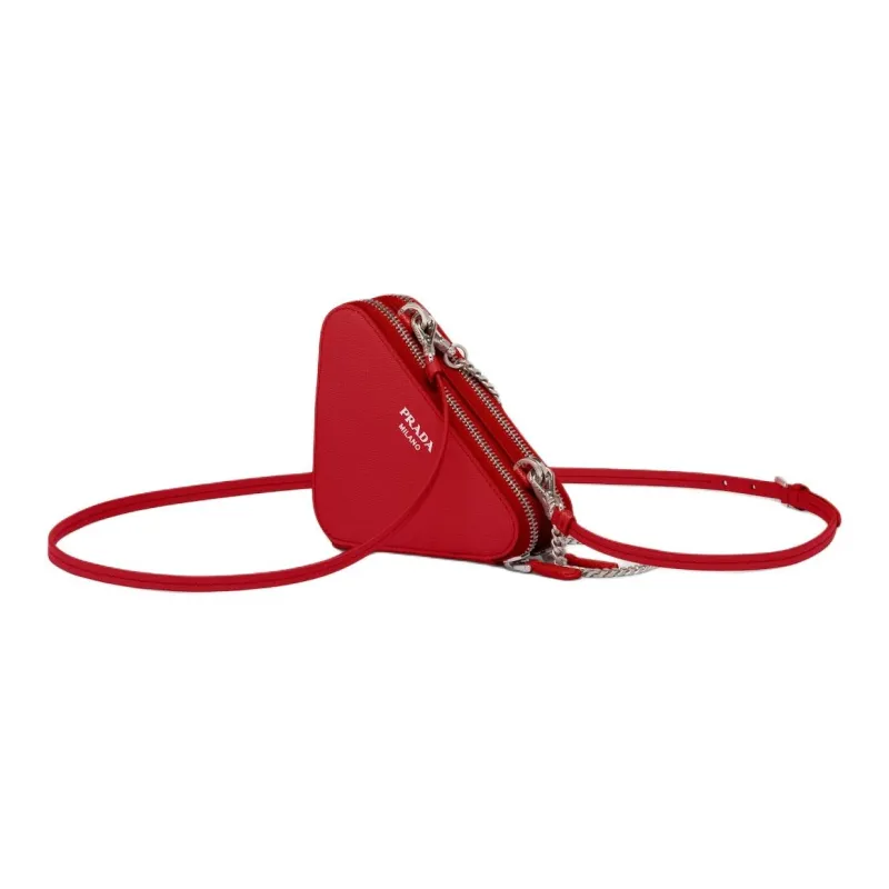 PRADA Saffiano Leather One Shoulder Crossbody Clutch Mini Women's Red-1