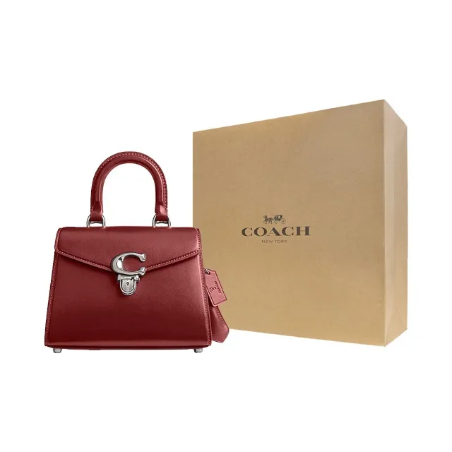 COACH Sammy Calfskin Handbag Trumpets Women's Burgundy-5
