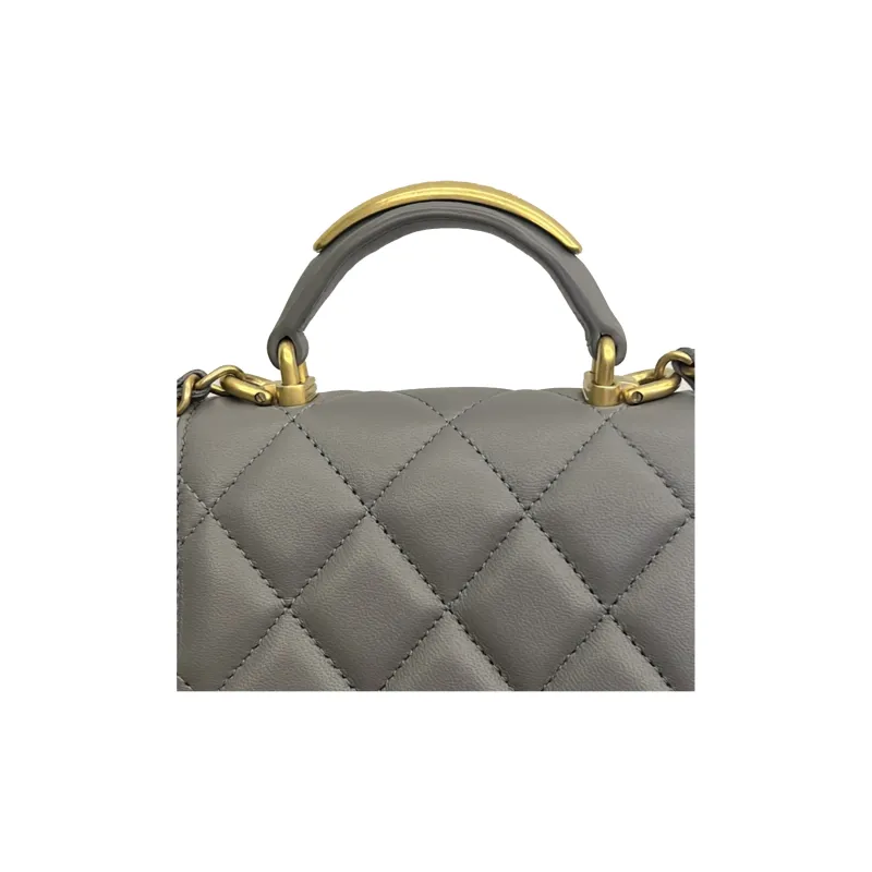 CHANEL Classic Flap CF Lambskin Flap Bag Handbag, Shoulder Bag, Crossbody Bag Mini Women's Pearl Gray-3