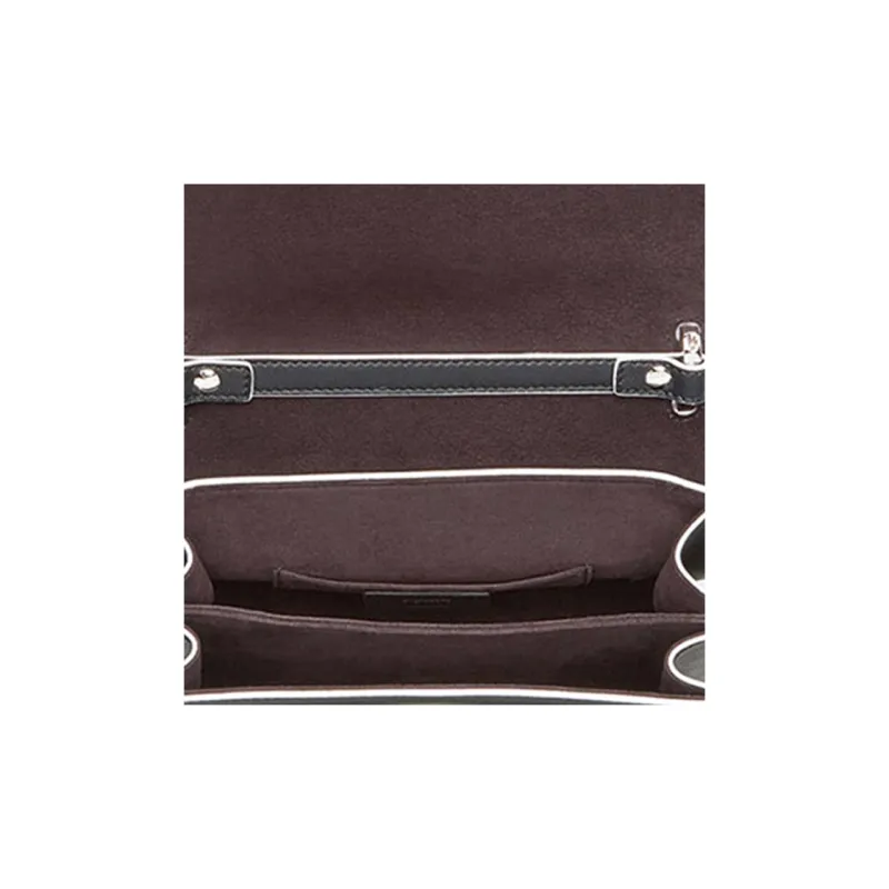 FENDI Kan I Snakeskin Print Leather Chain Shoulder Bag Crossbody Bag Small Size Women's Black-4