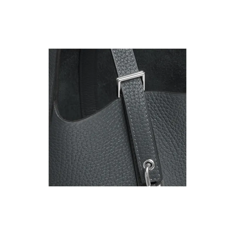 HERMES Picotin Lock Clemence Bullock Leather Basket Bag, Bucket Bag, Handbag Women's H0 Misty Gray-3