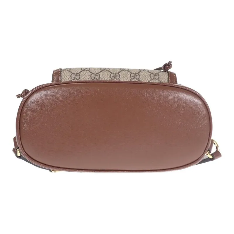 GUCCI GG Retro Series Canvas With Leather Backpack Regular Unisex Ebony/Brown-4