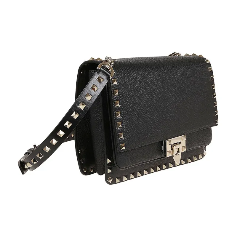 Valentino Calfskin Crossbody Bag Shoulder Bag Women's Black-1