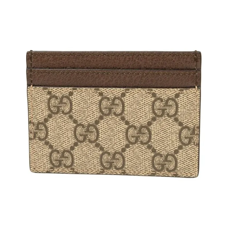 GUCCI Ophidia Canvas With Leather Card Holder Card Holder Unisex Ebony & Brown-2