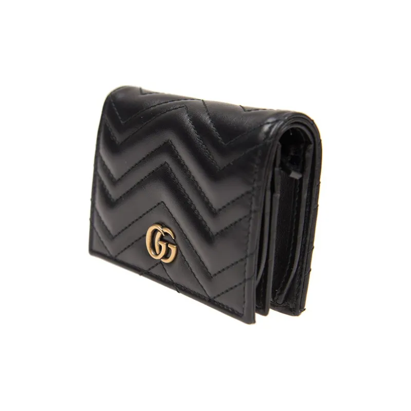 GUCCI GG Marmont Quilted Leather Wallet, Coin Pocket, Card Holder Women's Black-1