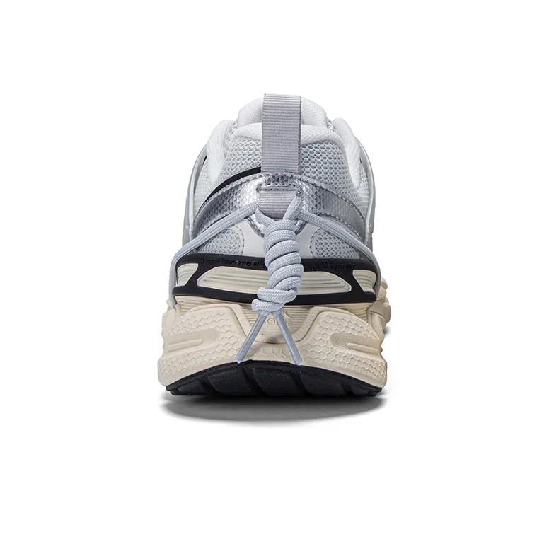 Kappa Anti-Slip And Wear-Resistant Breathable High-Top Chunky Sneakers Unisex Cool Gray Silver-4