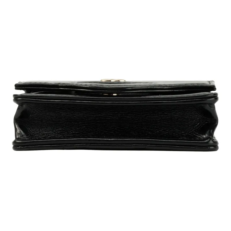 CHANEL Shiny Calfskin Coin Purse, Card Holder Women's Black-3