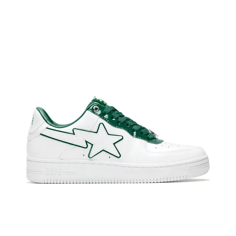 BAPE A BATHING APE Bape Sta Patent Leather White Green-1